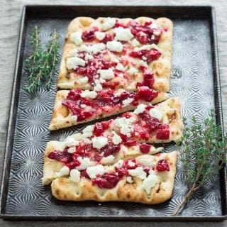 Roasted Cranberry and Goat Cheese Flatbread on HealthySeasonalRecipes.com by Katie Webster