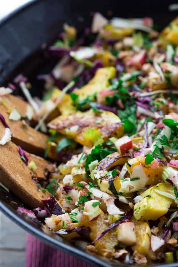 Roasted Delicata Squash Salad in a serving bowl