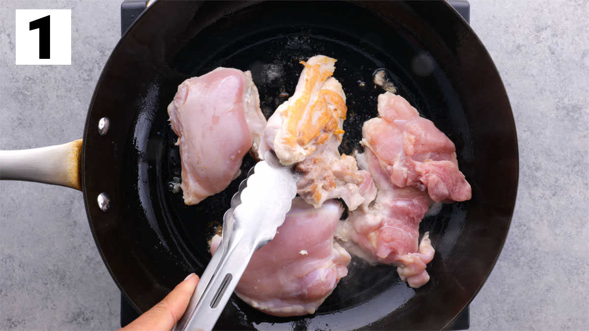 searing the chicken