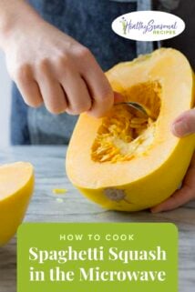 scooping spaghetti squash