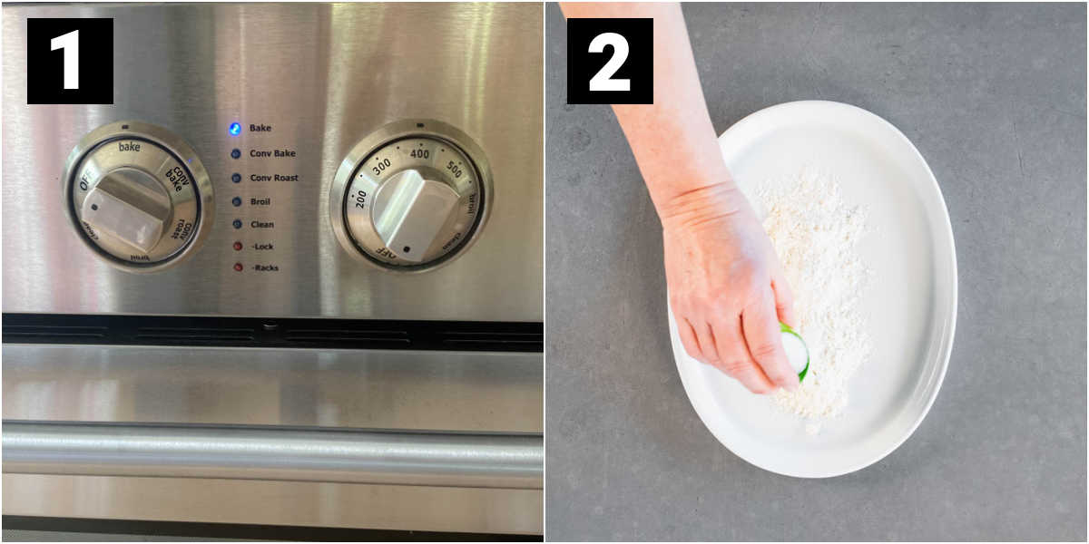 preheat the oven and make flour mixture