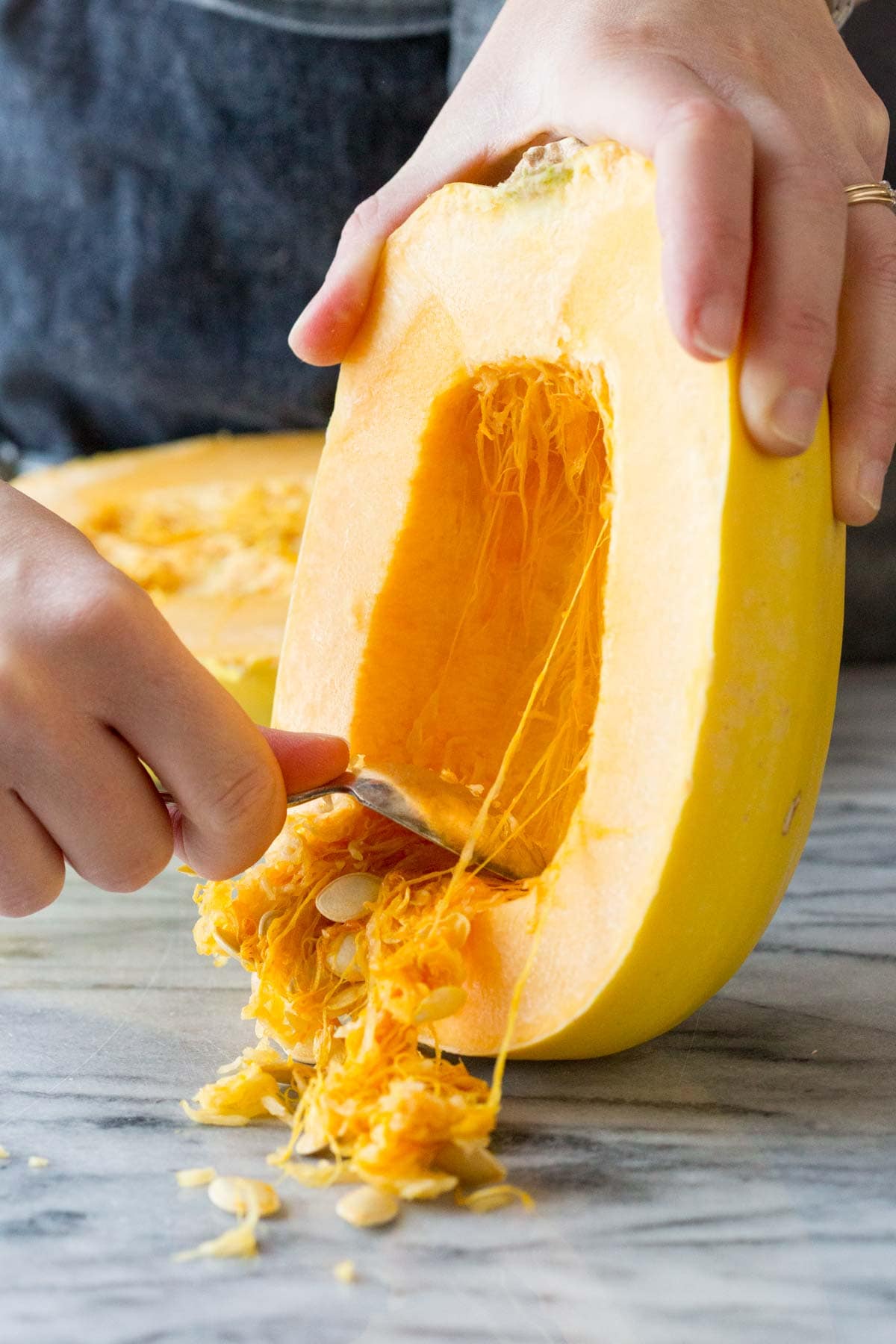 scrape out the seeds and pulp