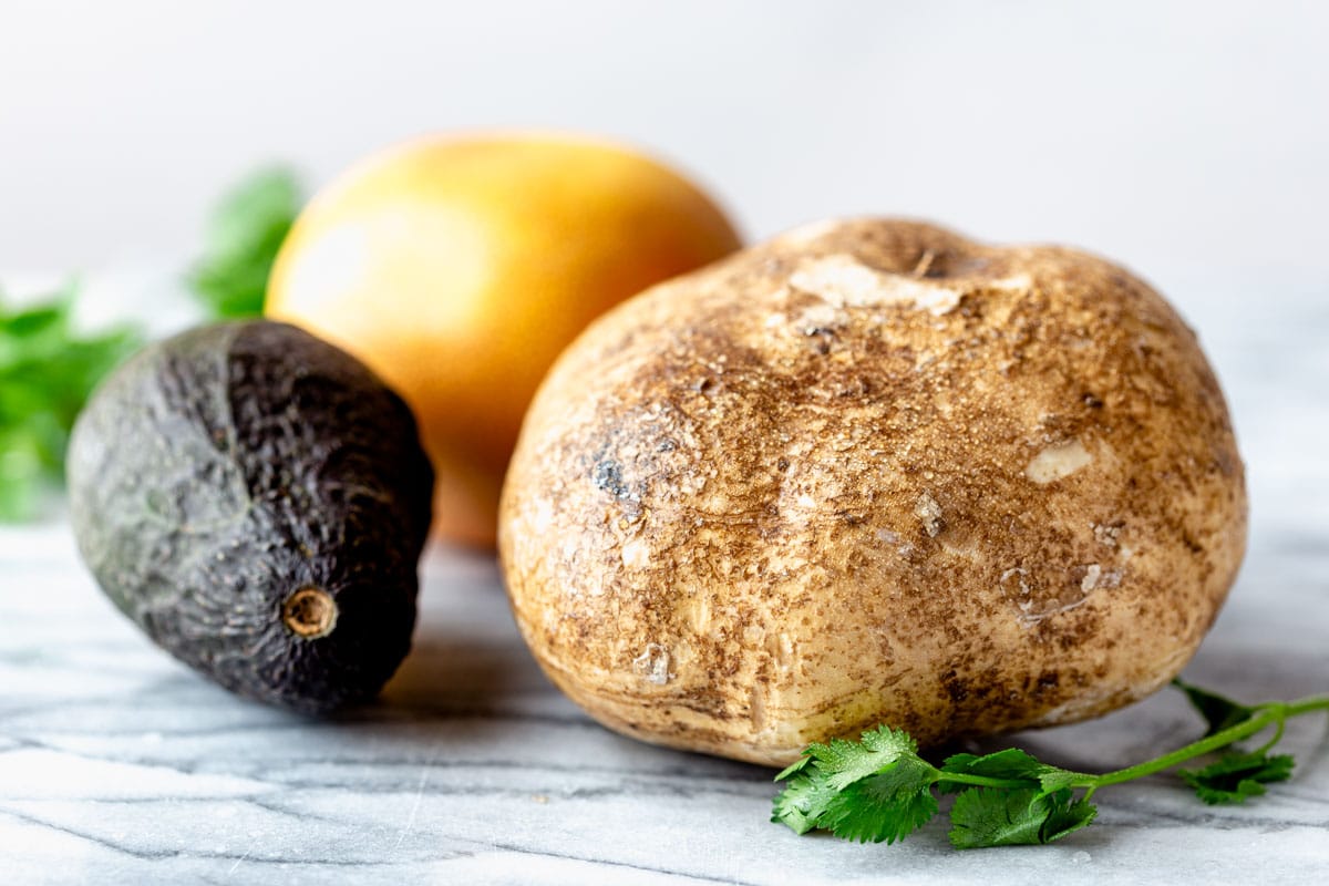 Jicama and the other ingredients for this salad