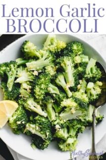 Overhead closeup of broccoli with text overlay