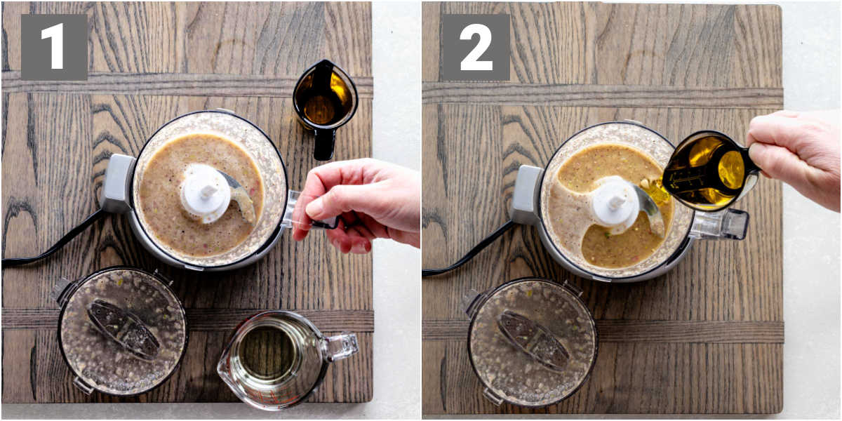blending the dressing in a mini-prep