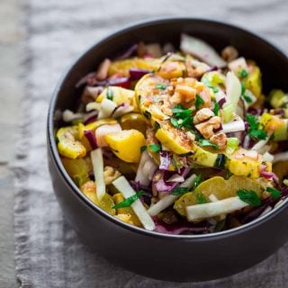 Roasted Delicata Salad with Warm Pickled Onion Dressing | wilt-free | no-lettuce | Dinner | Lunch | Healthy Seasonal Recipes
