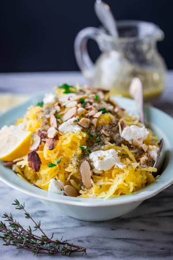 Spaghetti Squash Salad in a serving dish