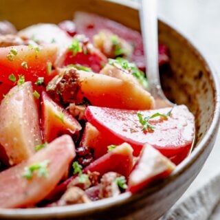 chioggia beets with parsley on top