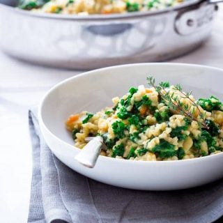Brown Rice Kale Risotto with Cheddar on Healthy Seasonal Recipes by Katie Webster
