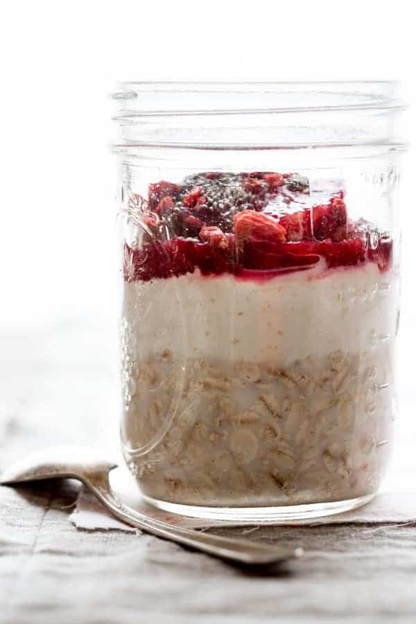 Blood Orange Overnight Oats in a jar