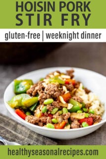ground pork stir-fry in a white bowl