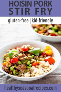 ground pork stir-fry in a white bowl