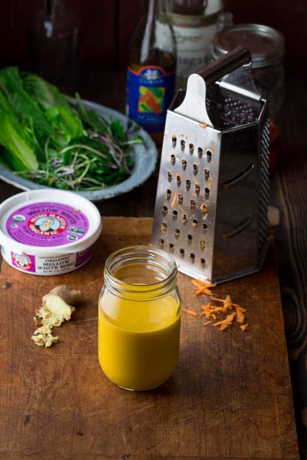 Carrot Ginger Dressing in a jar