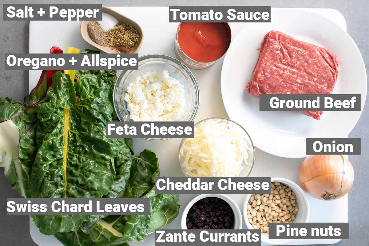 ingredients for swiss chard rolls