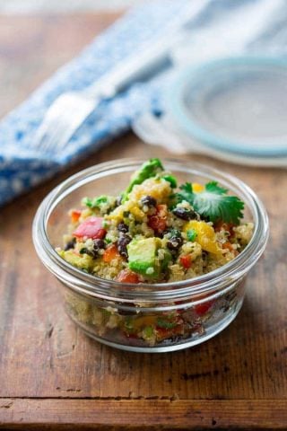 Black Beans and Quinoa Salad with Mango, Cilantro and Avocado. A healthy, vegan, glutenfree side dish or lunch.