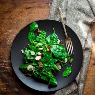 Spinach and Scallion Salad with Hot Bacon Dressing on Healthy Seasonal Recipes