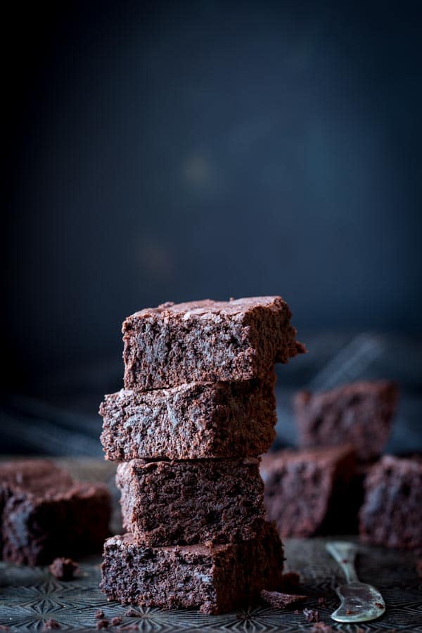 stack of one bowl brownies
