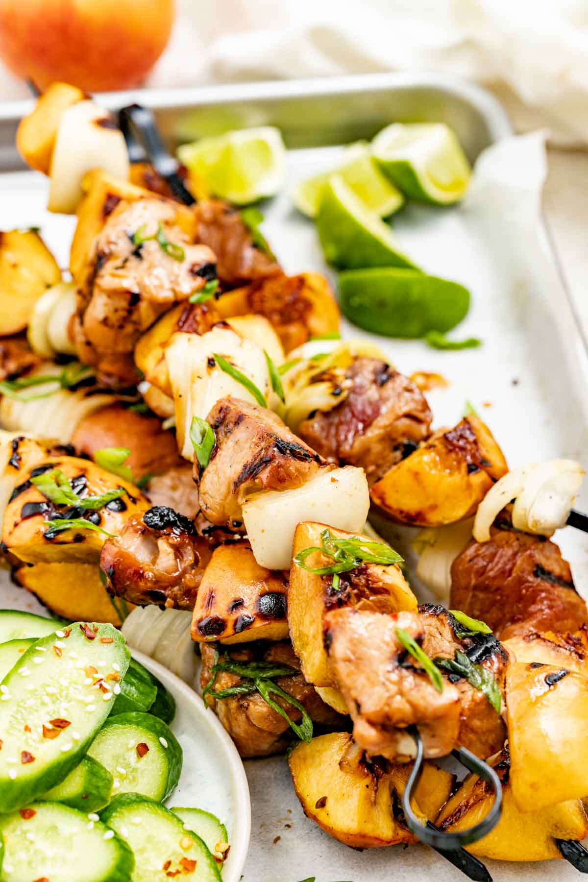 pork peach kebabs