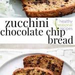 collage of zucchini bread with chocolate chips