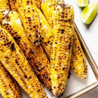 close-up of the grilled corn