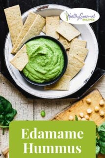 crackers and edamame hummus