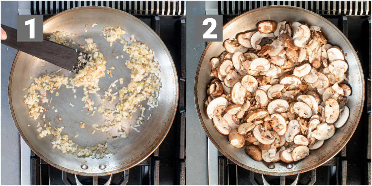saute the shallot and then add in the mushrooms and seasoning