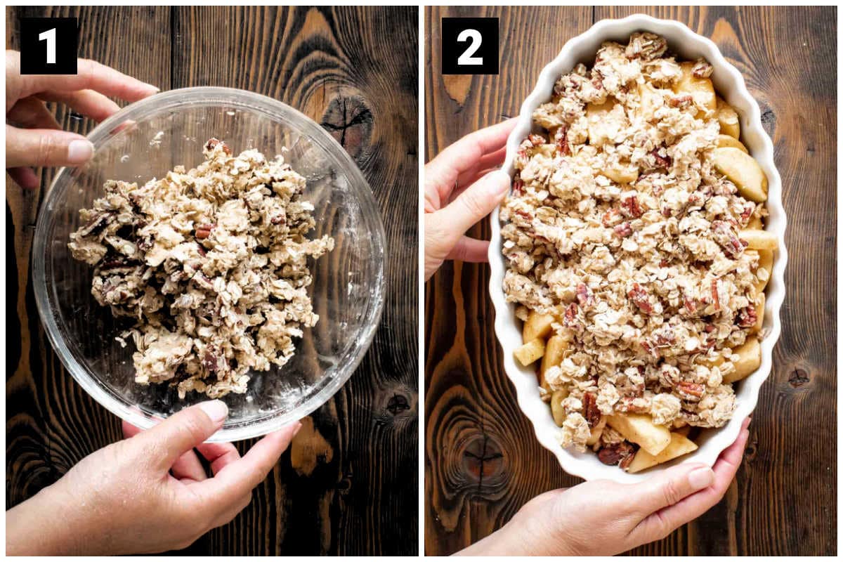 make the crisp topping and then the crisp before baking