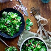 Brussels Sprouts Slaw with Bacon and Blue Cheese | Thanksgiving | Salad | Side Dish | no-cook | Fall | Healthy Seasonal Recipes