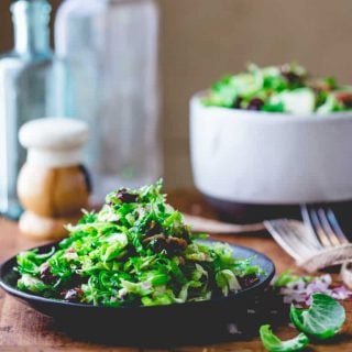 Raw Brussels Sprouts Slaw with Bacon and Blue Cheese | Healthy Seasonal Recipes Katie Webster