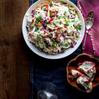 Easy Holiday Slaw with Apple and Pomegranate | Side Dish | Salad | Holiday | Vegetarian | Christmas | Winter | Healthy Seasonal Recipes | Katie Webster