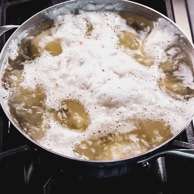 simmering potatoes