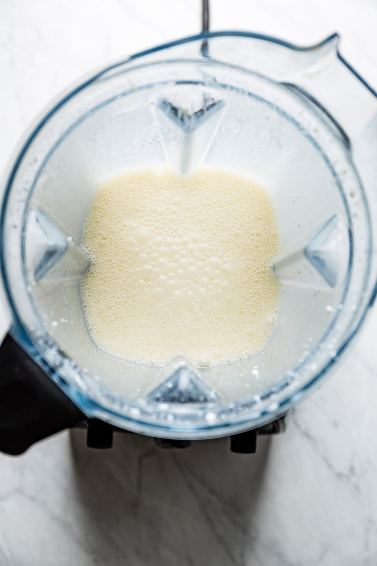 the egg mixture after the goat cheese is blended in