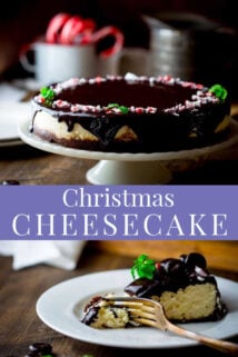 Collage of Christmas Peppermint Cheesecake