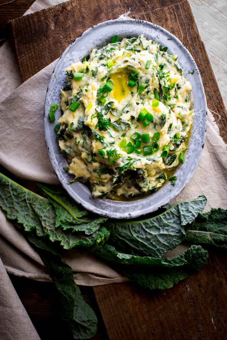 Cheddar Horseradish Colcannon | Side Dish | Mashed Potatoes | Kale | 40 minutes or less | Spring | Healthy Seasonal Recipes | Katie Webster