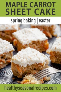 fork and bite of maple carrot sheet cake