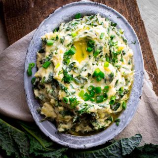 Cheddar Horseradish Colcannon | Side Dish | Mashed Potatoes | Kale | 40 minutes or less | Spring | Healthy Seasonal Recipes | Katie Webster
