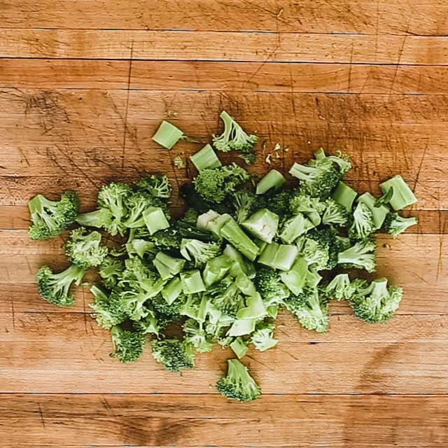 Chop broccoli.