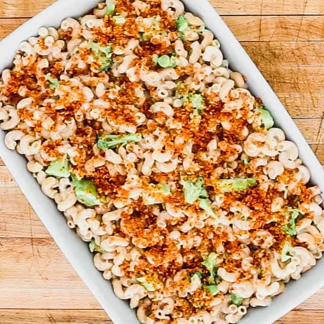 the macaroni and cheese before it is baked