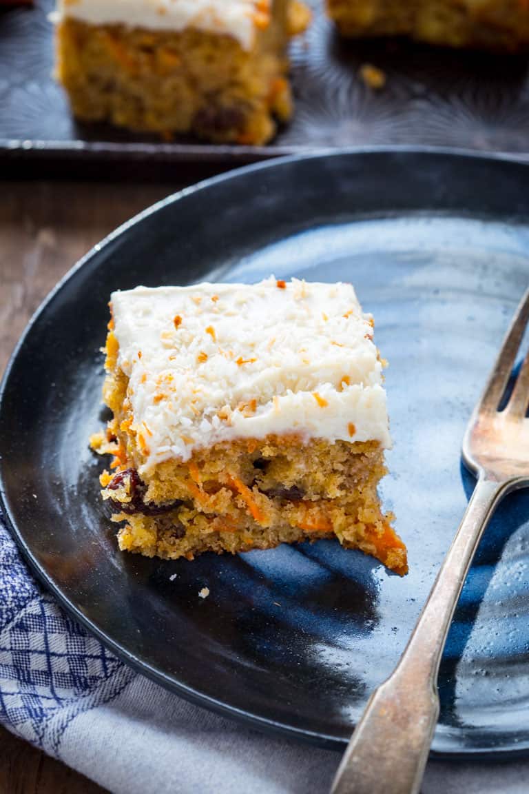 slice of carrot cake on a plate