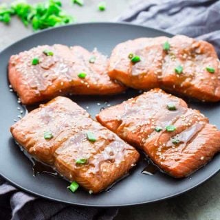 This maple tahini roasted salmon is a keep in your back pocket recipe! It’s glamorous enough for company, but easy enough for a kid friendly weeknight. And it only has 10 minutes of prep time!