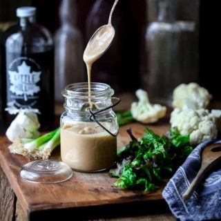This Maple Tahini Dressing is so good and just in time for Salad Month. It is vegan, gluten-free and paleo. And is ready in just 10 minutes! Healthy Seasonal Recipes | Katie Webster