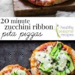 Pita pizza collage with text overlay