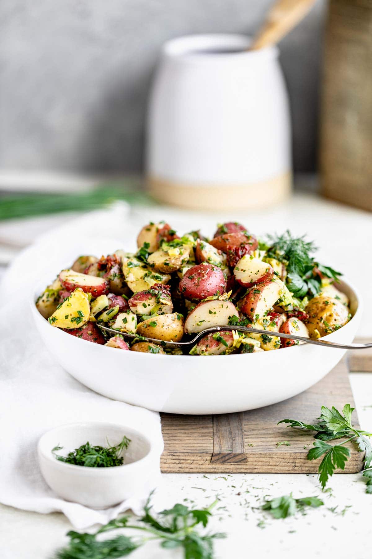 side view of potato salad