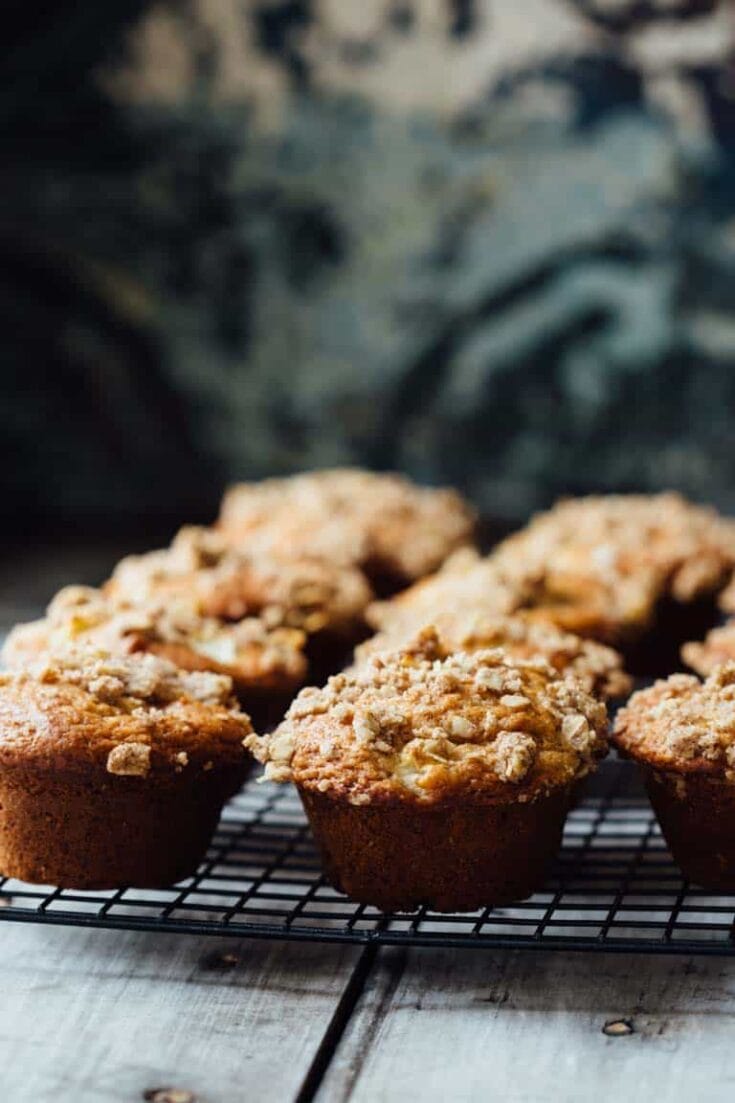 These Greek Yogurt Apple Streusel Muffins are a nutritious back-to-school snack. | Healthy Seasonal Recipes | Katie Webster