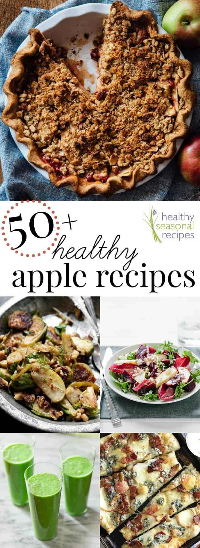 Apple recipes and pie photo collage with text overlay