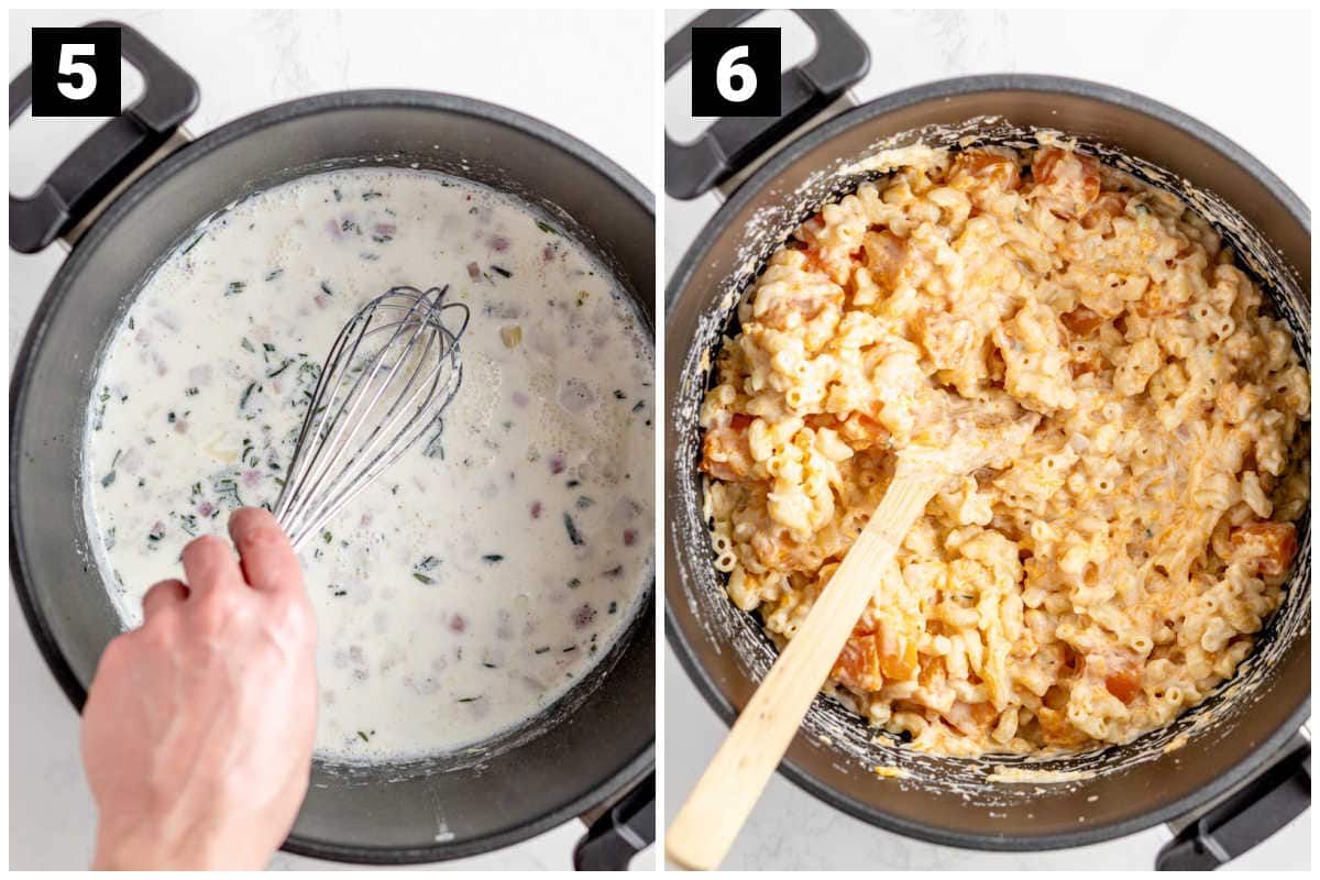 make the white sauce and then add the pasta and squash into the cheese sauce