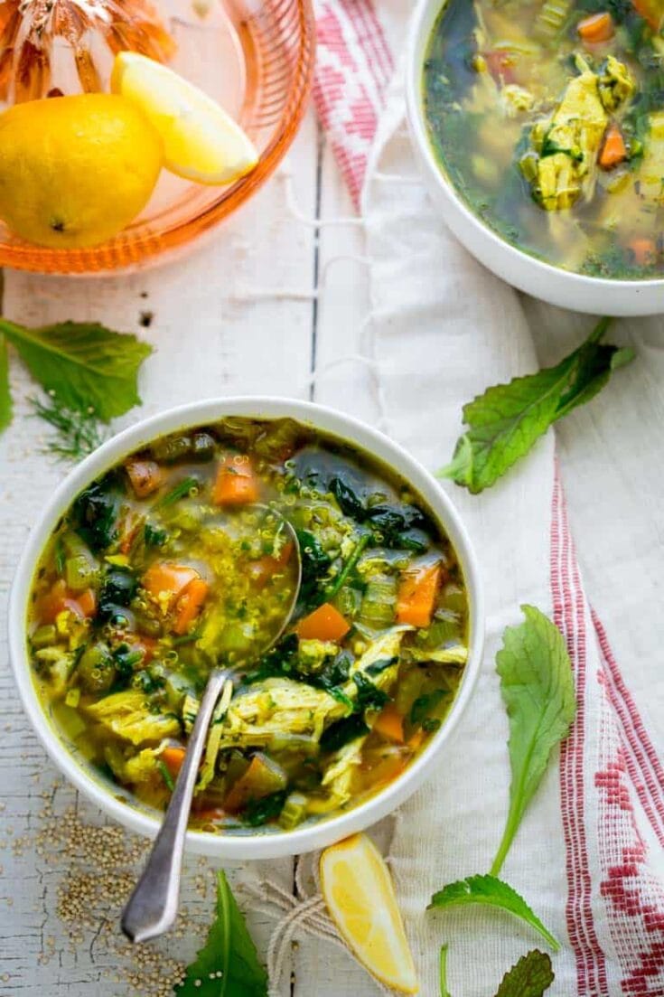 What to do with mustard greens and a recipe for Chicken Soup with Mustard Greens and Turmeric