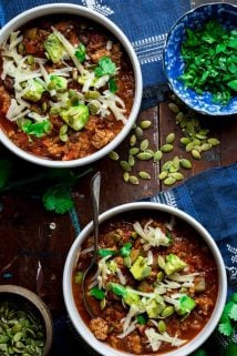 Savory Picadillo Turkey Chili with Quinoa. It has a little hit of cinnamon and raisins for an unexpected sweet additional flavor. Healthy Seasonal Recipes