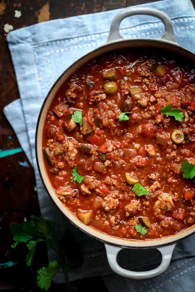 Picadillo Style Chili in a pot