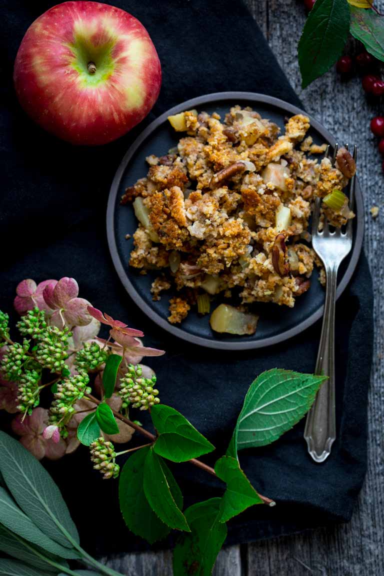 a black plate with stuffing on it